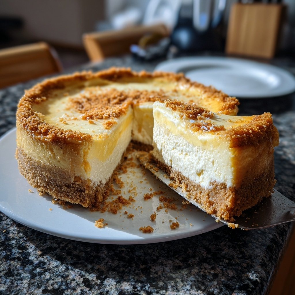 Käsekuchen mit Keksboden