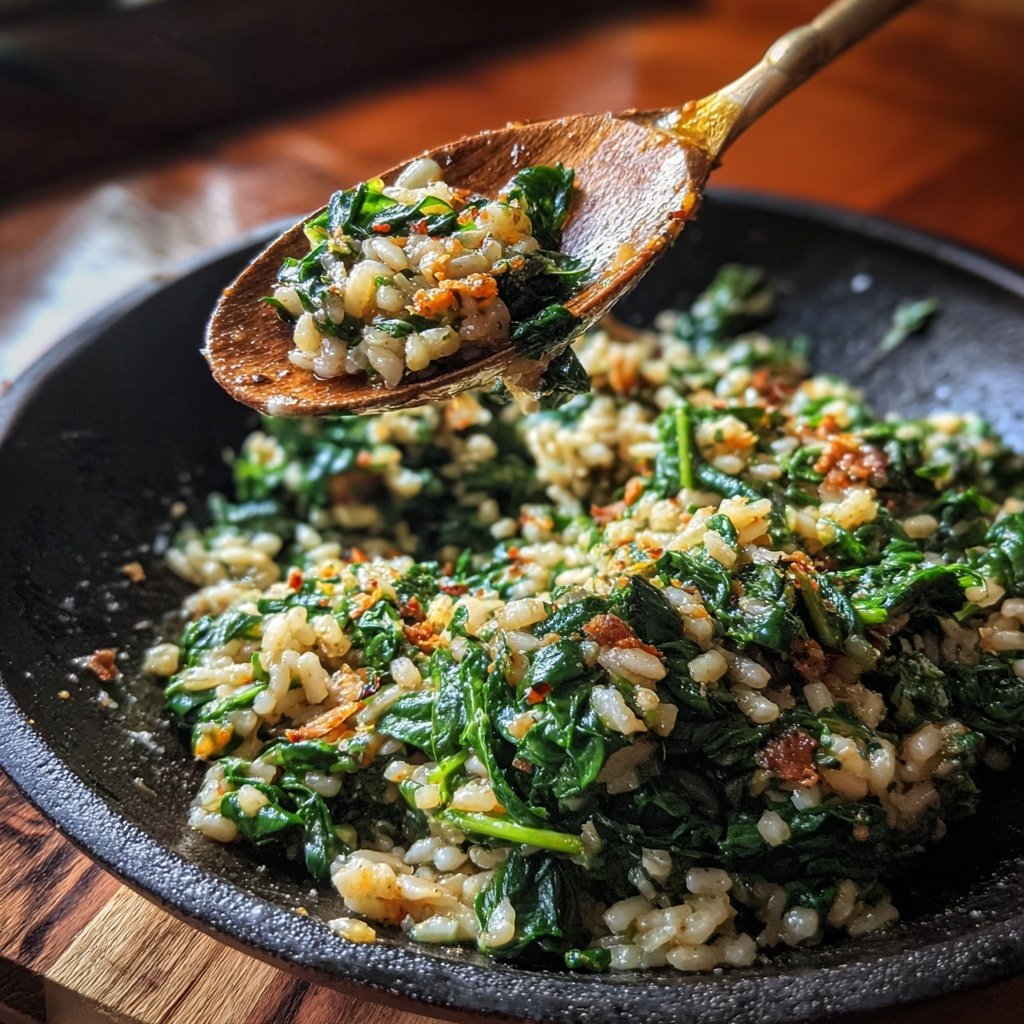 Kalorienarme Reispfanne Mit Spinat