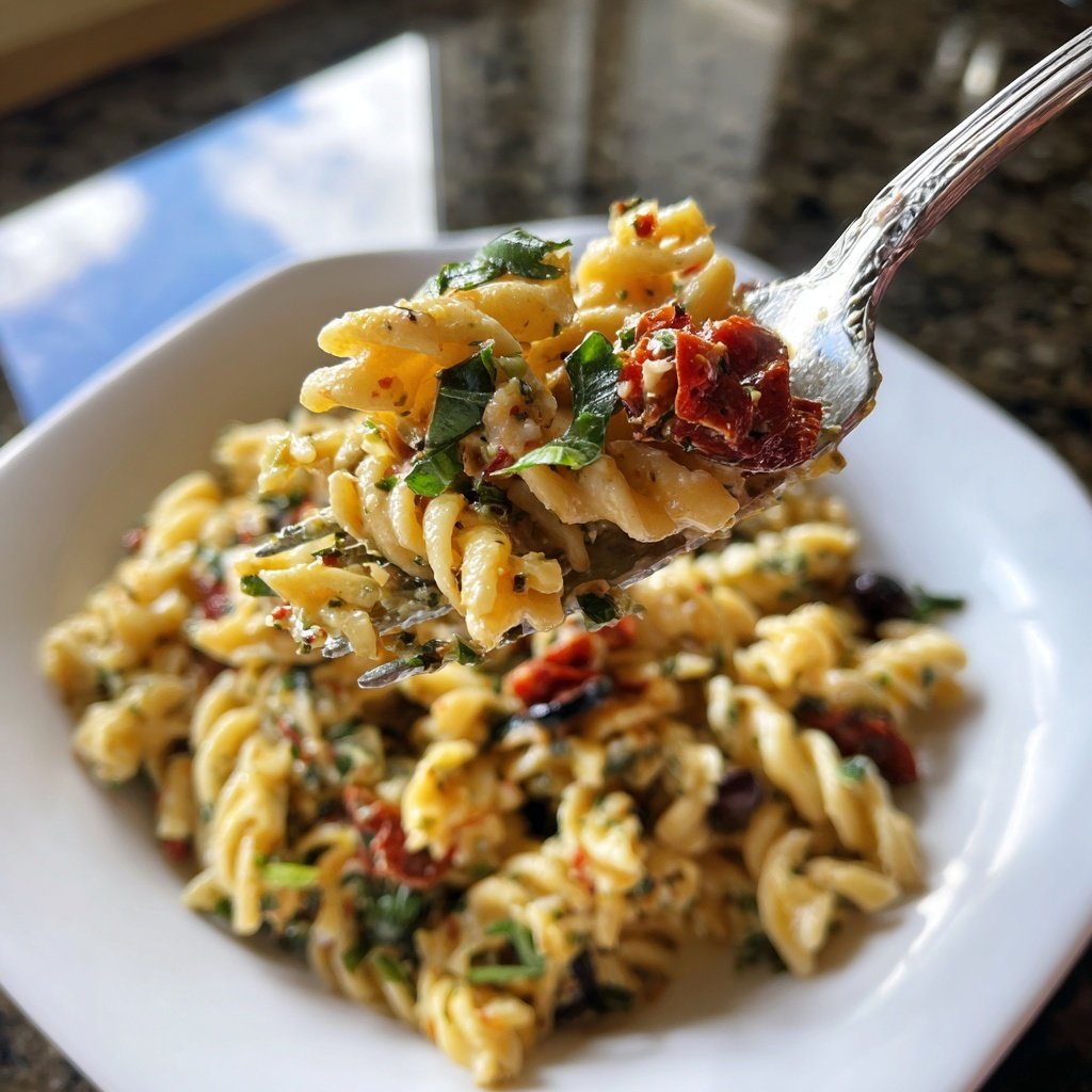 Mediterraner Nudelsalat Mit Getrockneten Tomaten