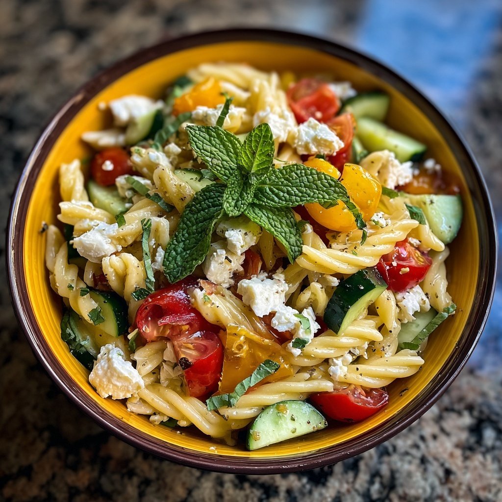 Mediterraner Nudelsalat Mit Weißem Balsamico