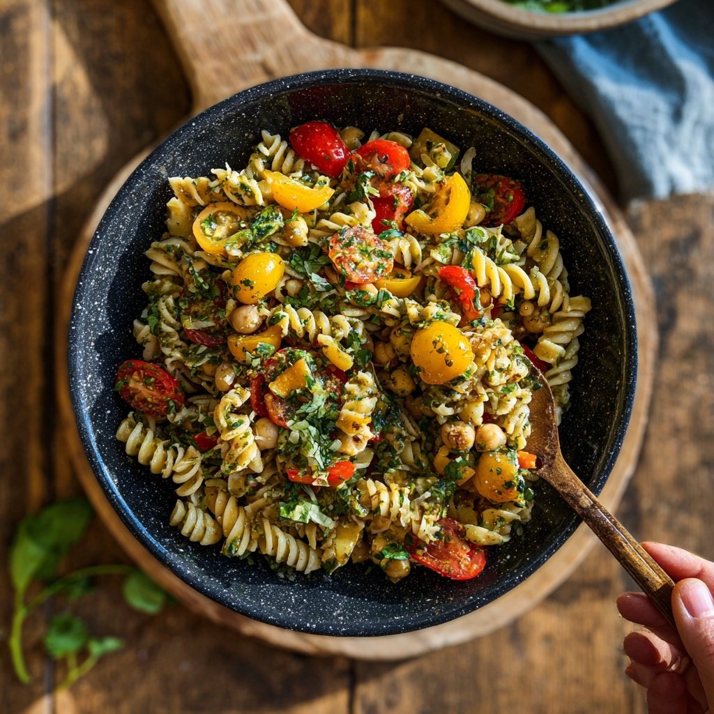 Mediterraner Nudelsalat Mit Kichererbsen