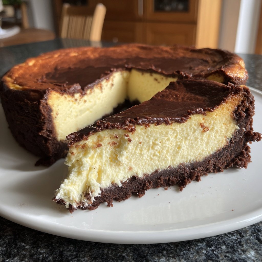Käsekuchen mit Schokoladenboden