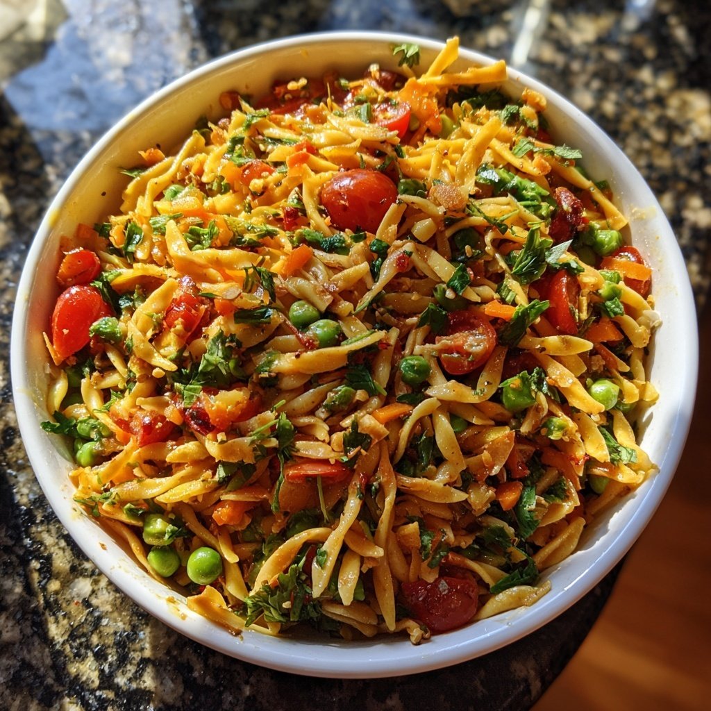 Mediterraner Nudelsalat Mit Erbsen