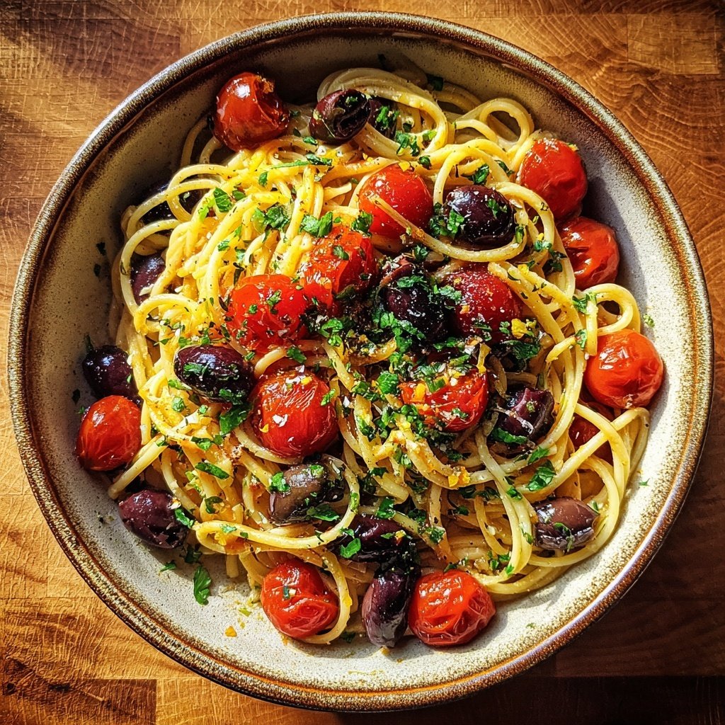 Mediterraner Nudelsalat Mit Oliven Und Tomaten